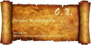 Orsós Nikoletta névjegykártya