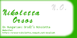 nikoletta orsos business card